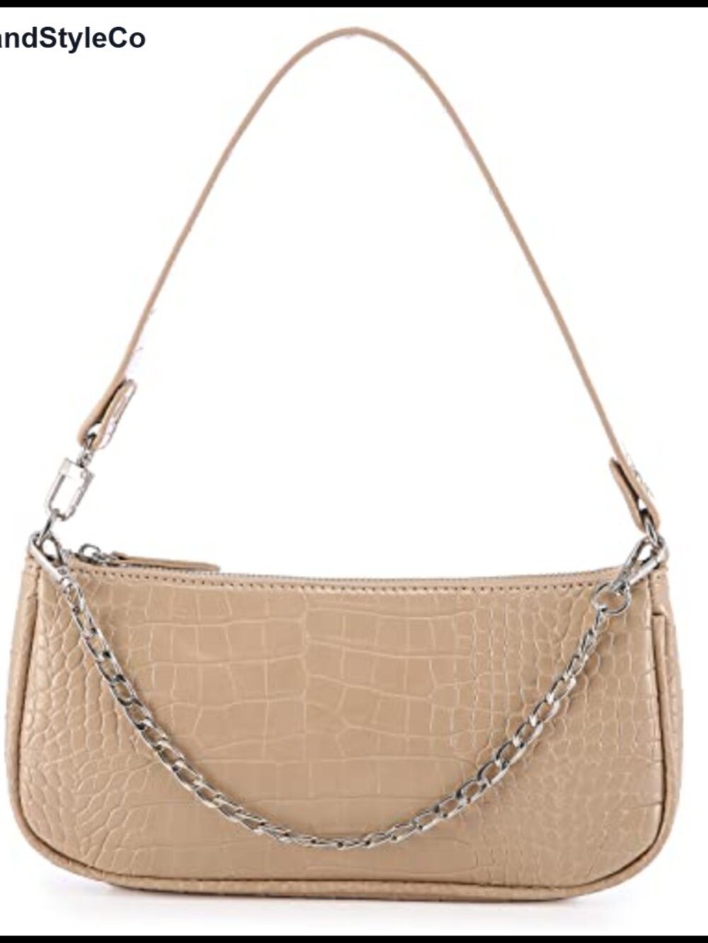 Faux Leather Crocodile Print Shoulder Bag Zipper Clutch Purse